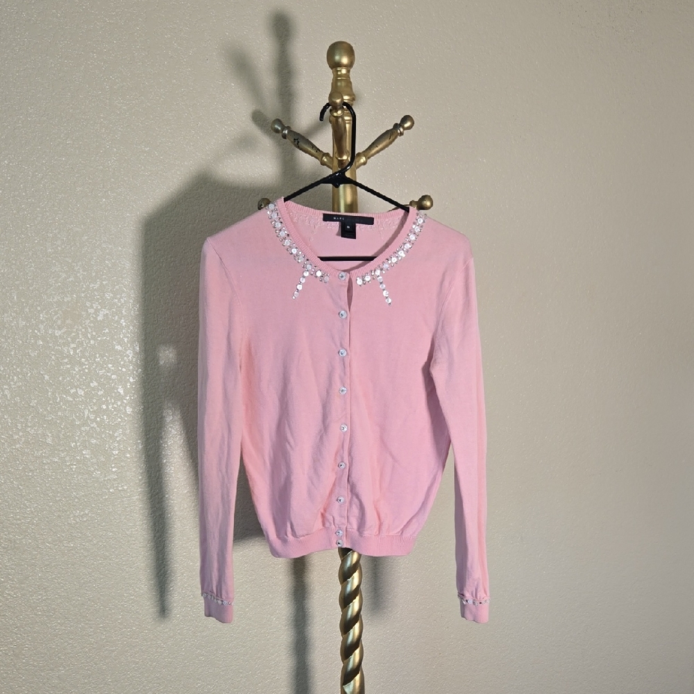 Marc Jacobs Pink Cardigan with Embellished Collar